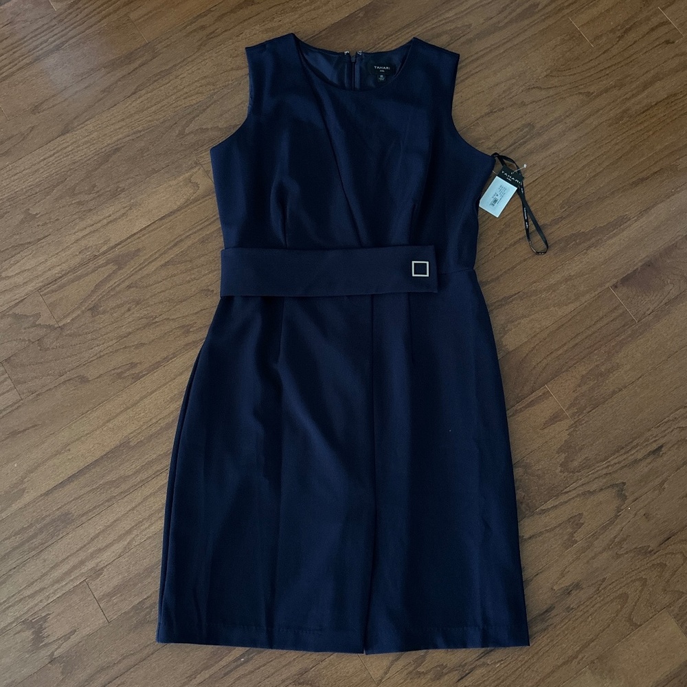 Tamari ASL Navy Blue Mock Wrap Sheath Dress nwt sz 16
